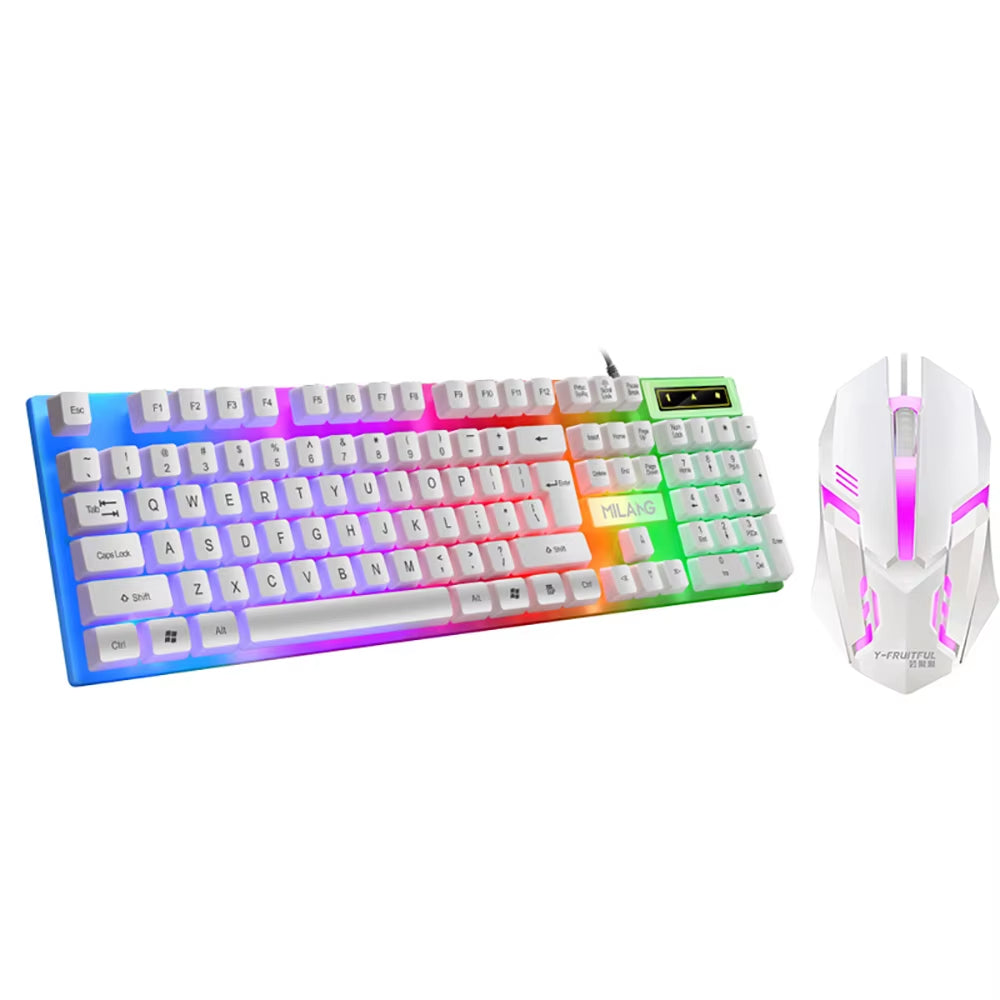Wired 104Keys Keyboard and Mouse Set Business Office Gaming Colorful Lighting Ergonomic Keyboard Mouse for Laptop PC Accessories