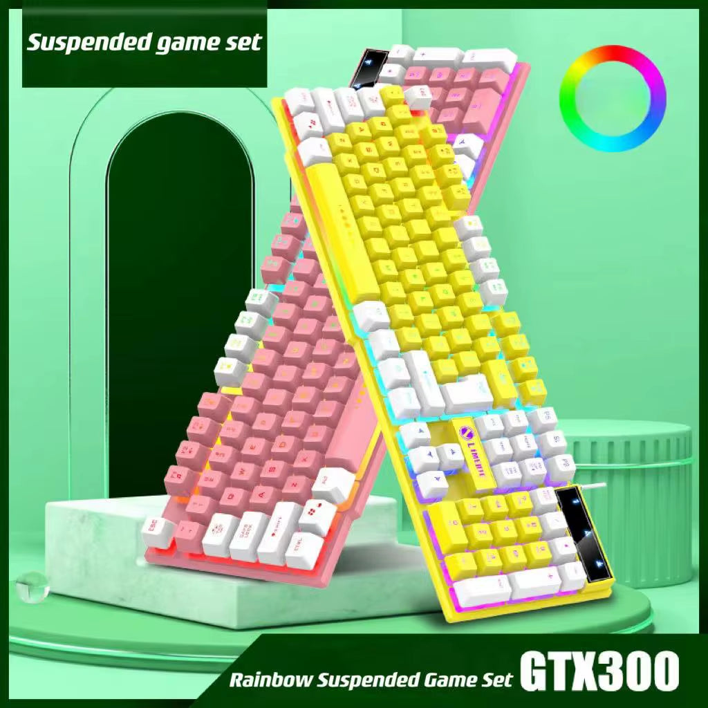 Wired Keyboard and Mouse Set Usb Luminous Mechanical Keyboard and Mouse Set for PC Laptop Computer Game Office