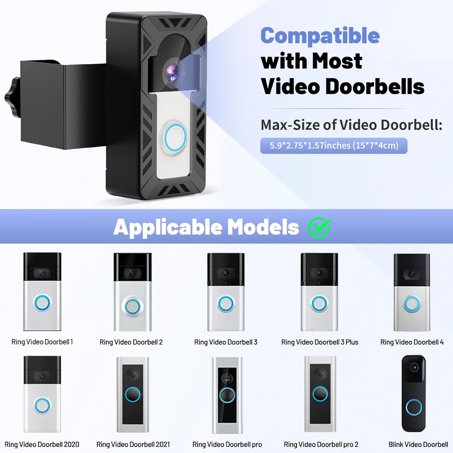 Ring Doorbell Mount, Anti-Theft Video Doorbell Mount for Ring/Blink Camera Doorb
