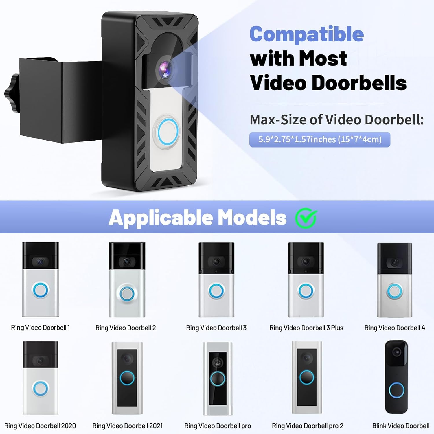Ring Doorbell Mount, Anti-Theft Video Doorbell Mount for Ring/Blink Camera Doorb