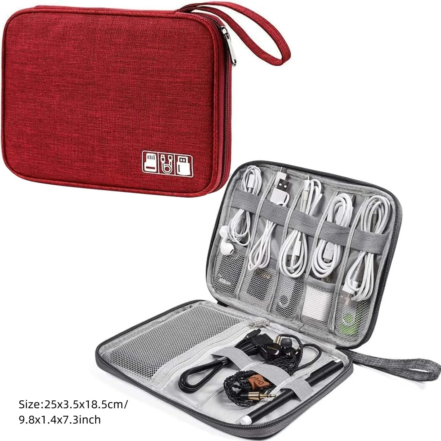 Travel Multi-Function Cable Winder Charger Organizing Bag Miscellaneous Items Storage Box