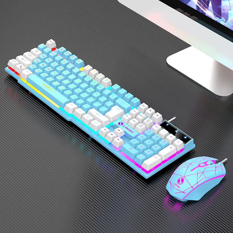 Wired Keyboard and Mouse Set Usb Luminous Mechanical Keyboard and Mouse Set for PC Laptop Computer Game Office