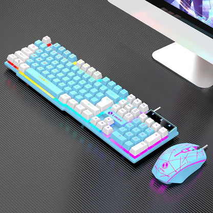 Wired Keyboard and Mouse Set Usb Luminous Mechanical Keyboard and Mouse Set for PC Laptop Computer Game Office