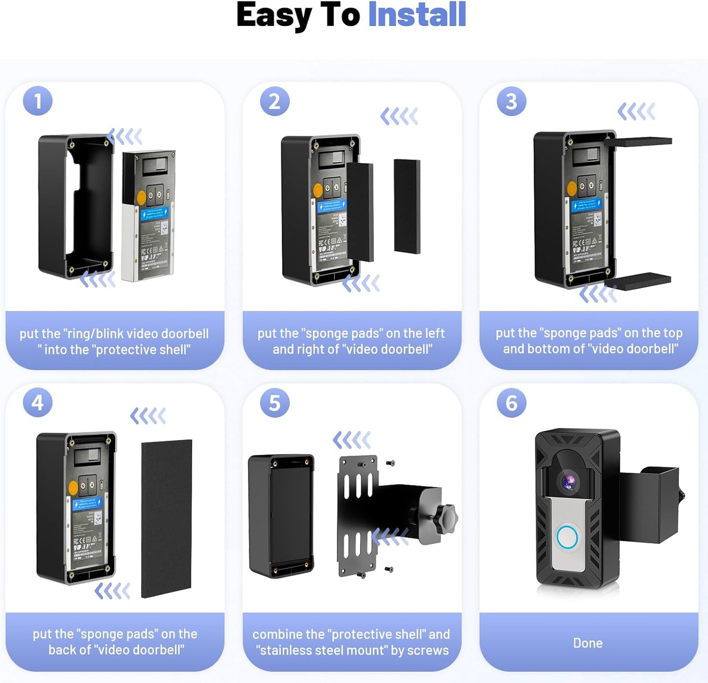 Ring Doorbell Mount, Anti-Theft Video Doorbell Mount for Ring/Blink Camera Doorb