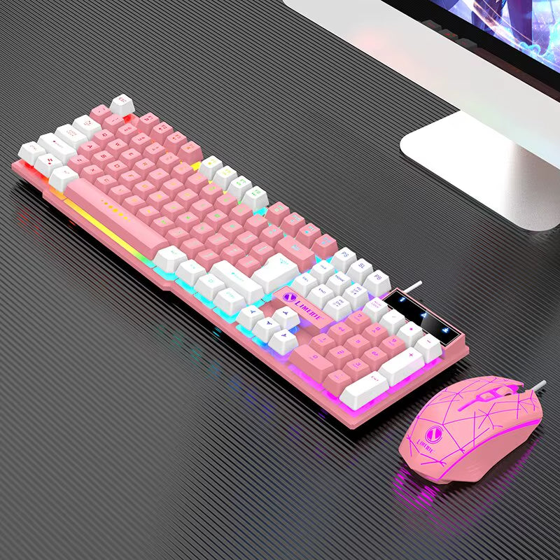 Wired Keyboard and Mouse Set Usb Luminous Mechanical Keyboard and Mouse Set for PC Laptop Computer Game Office