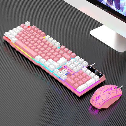 Wired Keyboard and Mouse Set Usb Luminous Mechanical Keyboard and Mouse Set for PC Laptop Computer Game Office
