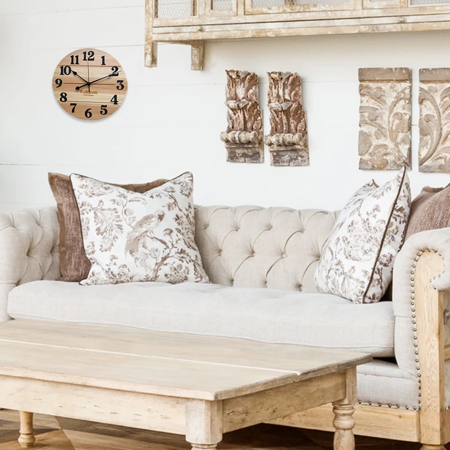 Real Wood Wall Clock, 12” Analog Clock, Battery Operated, Natural Finish - 100% Real Wood!