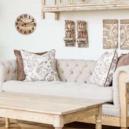 Real Wood Wall Clock, 12” Analog Clock, Battery Operated, Natural Finish - 100% Real Wood!