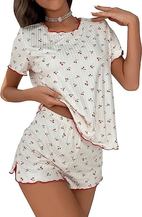 Cherry Print Pajama Set, Front