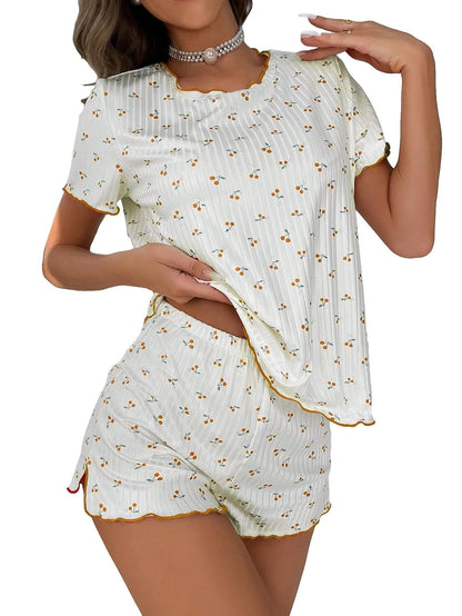Women's Cherry Print Pajama Set