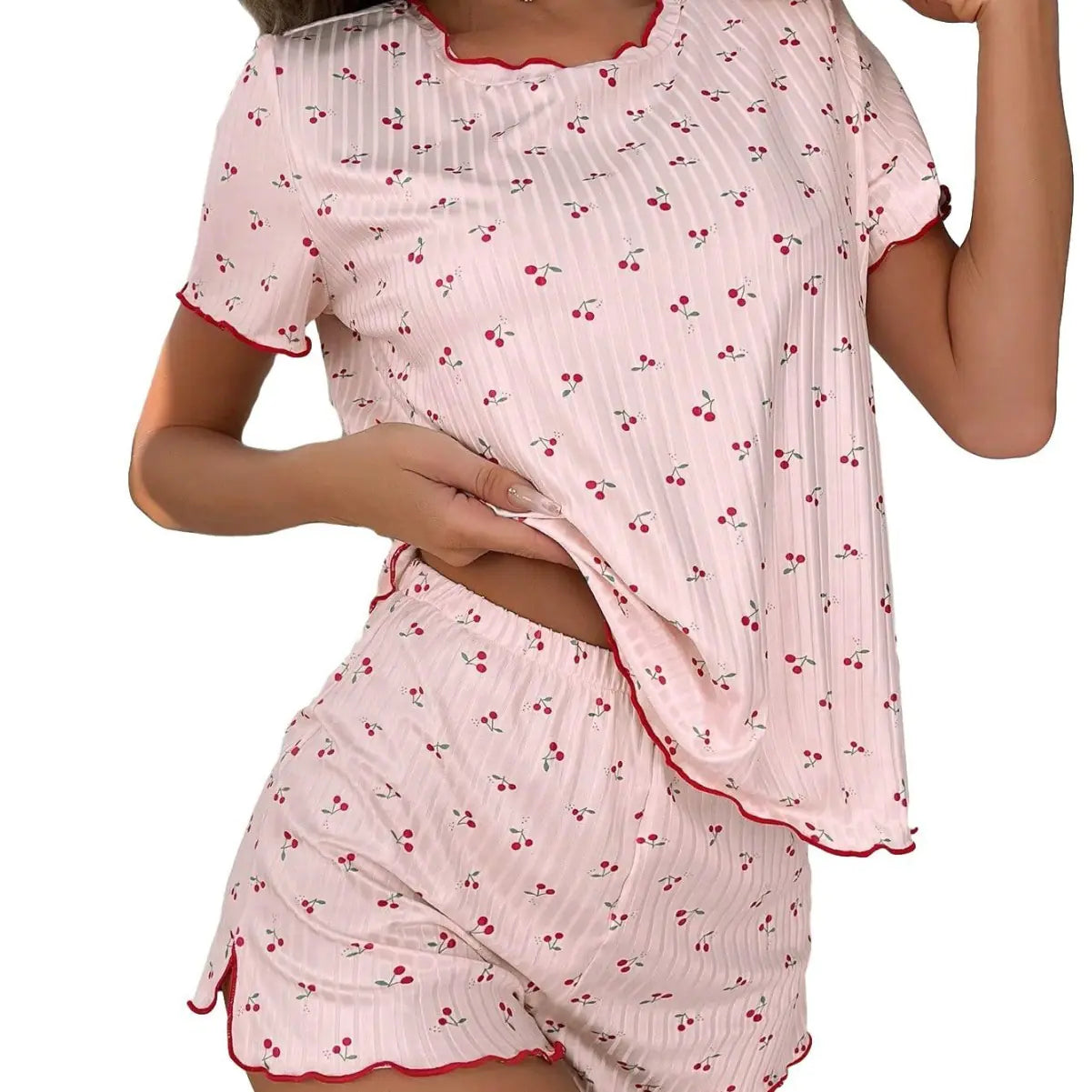 Women's Cherry Print Pajama Set