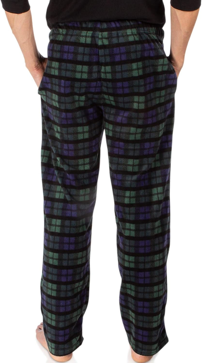 1Pack or 3Pack Mens PJ Pajama Pants Bottoms Fleece Lounge Pants Sleepwear Plaid Pjs with Pockets Microfleece