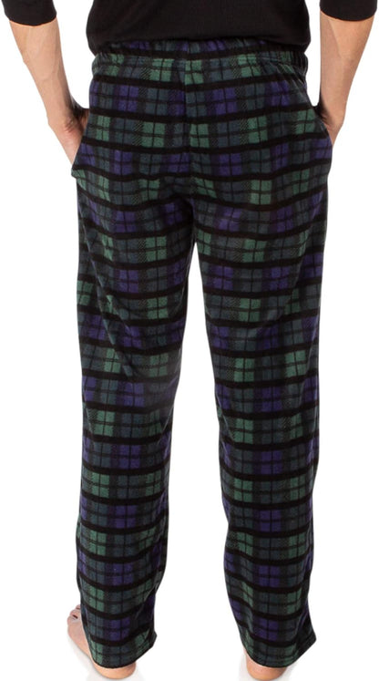 1Pack or 3Pack Mens PJ Pajama Pants Bottoms Fleece Lounge Pants Sleepwear Plaid Pjs with Pockets Microfleece