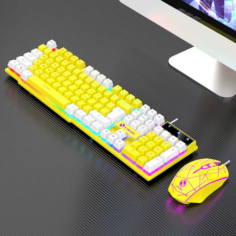 Wired Keyboard and Mouse Set Usb Luminous Mechanical Keyboard and Mouse Set for PC Laptop Computer Game Office