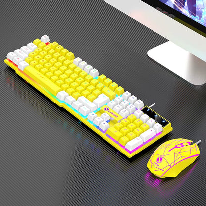 Wired Keyboard and Mouse Set Usb Luminous Mechanical Keyboard and Mouse Set for PC Laptop Computer Game Office