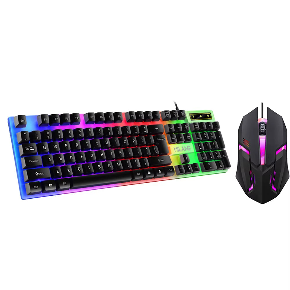 Wired 104Keys Keyboard and Mouse Set Business Office Gaming Colorful Lighting Ergonomic Keyboard Mouse for Laptop PC Accessories